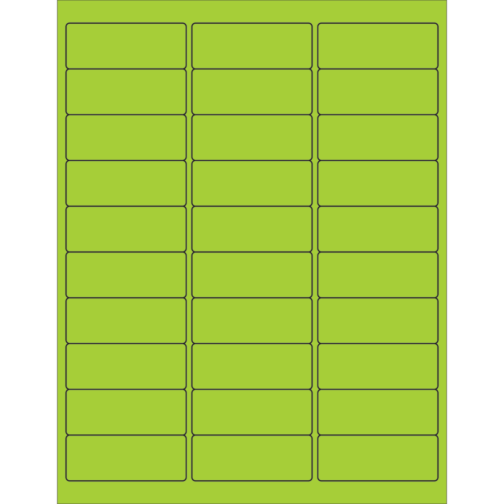 Tape Logic Permanent Labels, LL173GN, Rectangle, 2 5/8in x 1in, Fluorescent Green, Case Of 3,000