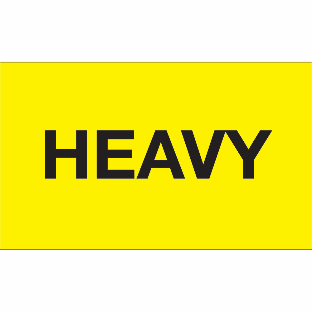 Tape Logic Preprinted Shipping Labels, "Heavy", Rectangle, DL3391, 3in x 5in, Fluorescent Yellow, Roll Of 500