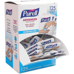 PURELL SINGLES Advanced Gel Hand Sanitizer Packets, 1.2 mL, Unscented, Pack Of 125 Packets