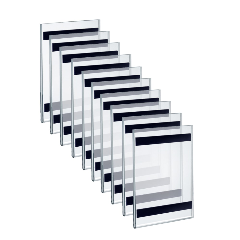 Azar Displays Magnet Back Vertical U-Frame Sign Holders, 6inH x 4inW x 1/4inD, Clear, Pack Of 10 Sign Holders