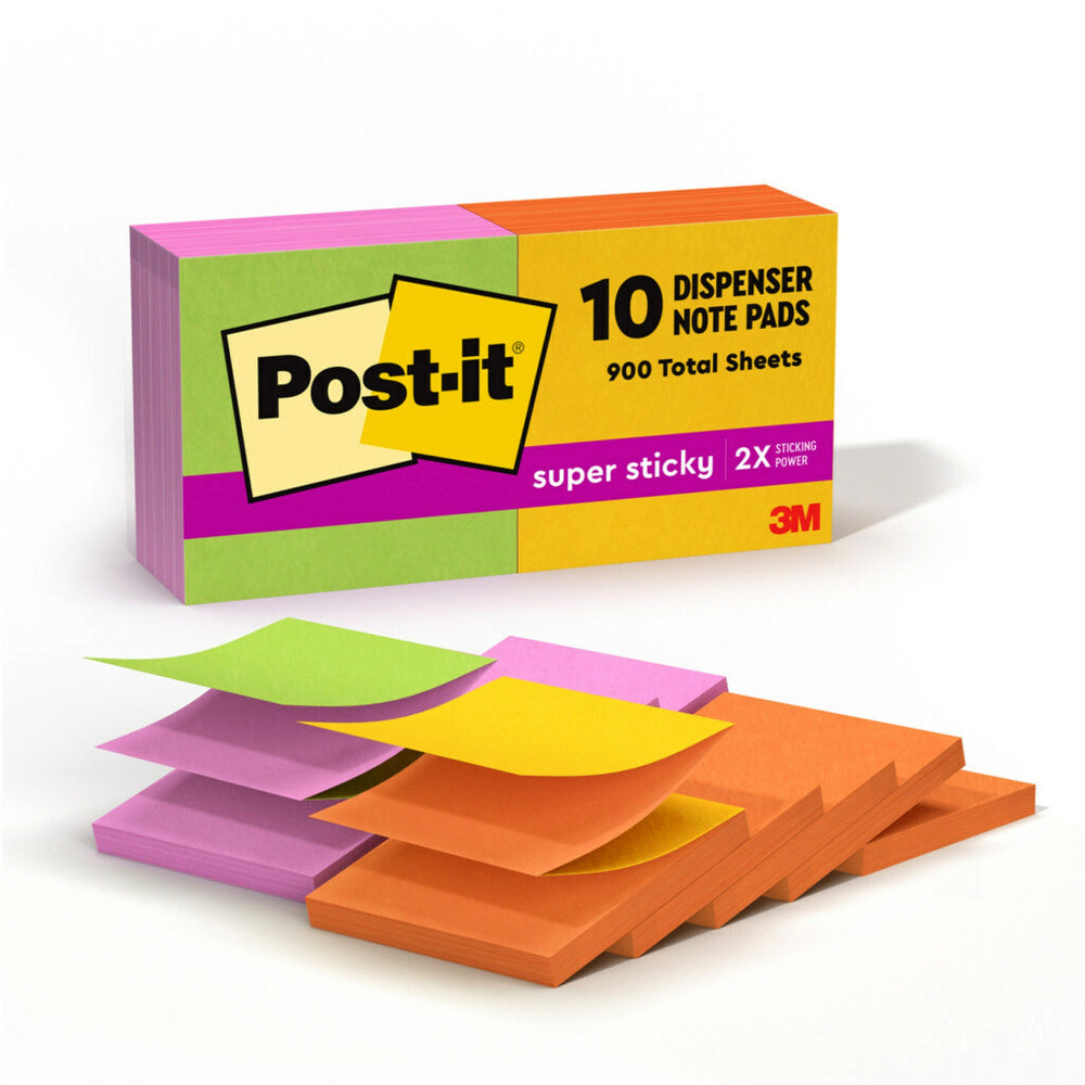 Post-it Super Sticky Pop Up Notes, 90 Notes/Pad, 10 Pads, 3 in x 3 in, 2x the Sticking Power, School Supplies and Office Products - R330SSAUALT