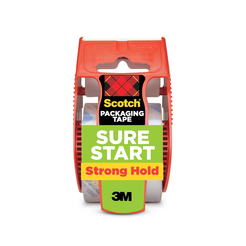 Scotch Sure Start Shipping Packaging Tape, 1.88 in x 22.2 yd, 1 Tape Roll, Quiet Unwind and Easy Start, Packaging Tape for Shipping and Moving
