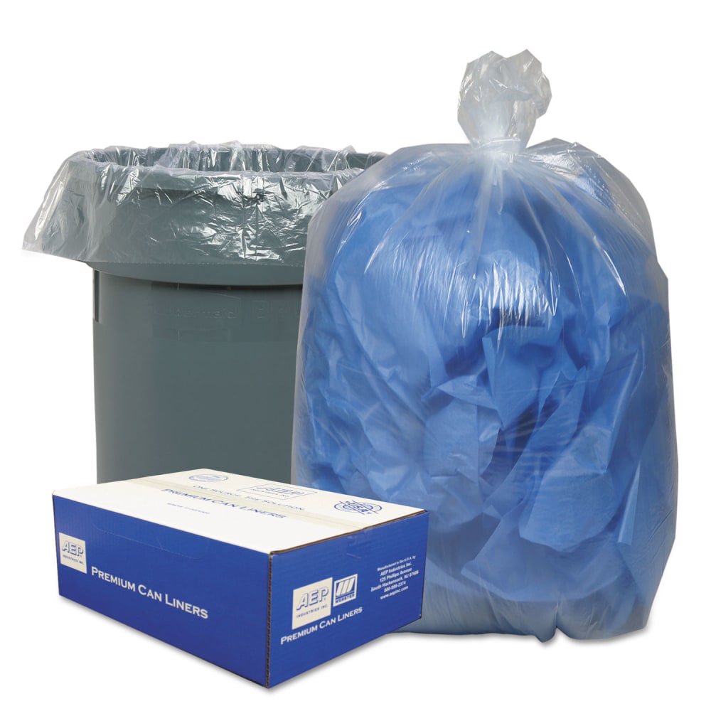Classic Clear Linear Low-Density Can Liners, 33 gal, 0.63 mil, 33in x 39in, Clear, 25 Bags/Roll, 10 Rolls/Carton