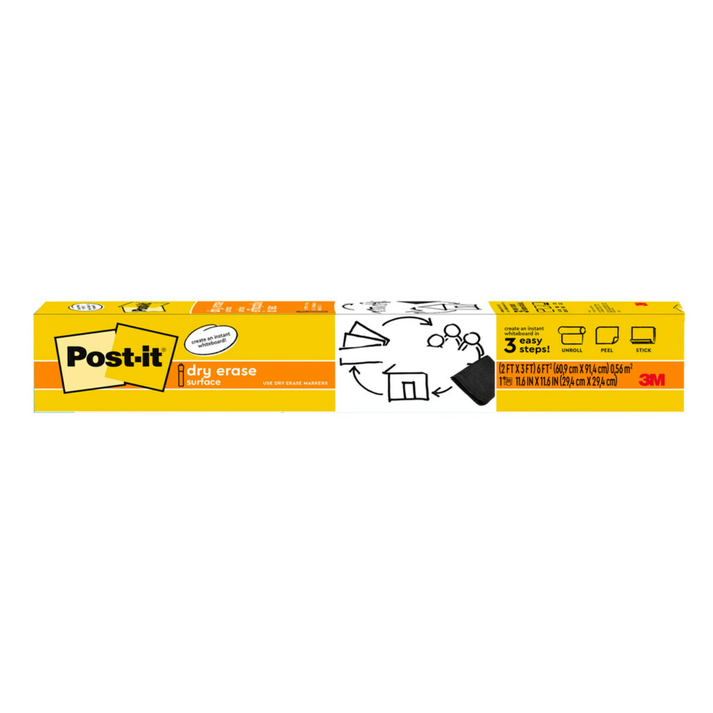 Post it Non-Magnetic Dry-Erase Whiteboard Surface, 24in x 36in, White