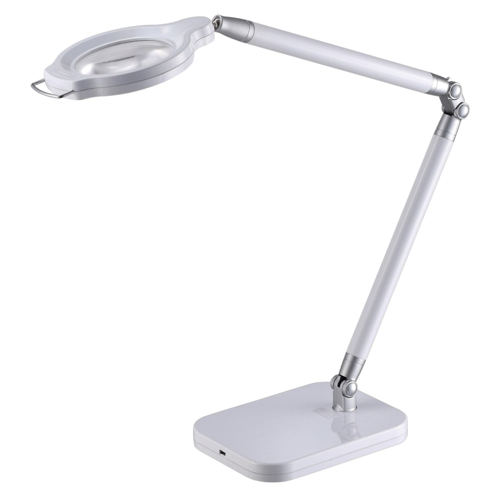 BLACK+DECKER PureOptics Summit Zoom Ultra Reach Magnifier LED Clamp-On Desk Lamp, Adjustable, 29inH, White