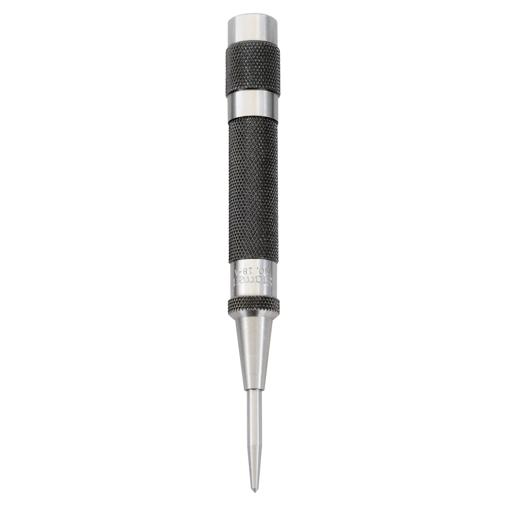 Starrett Automatic Center Punches, 5 in L, 9/16 in Tip, Steel