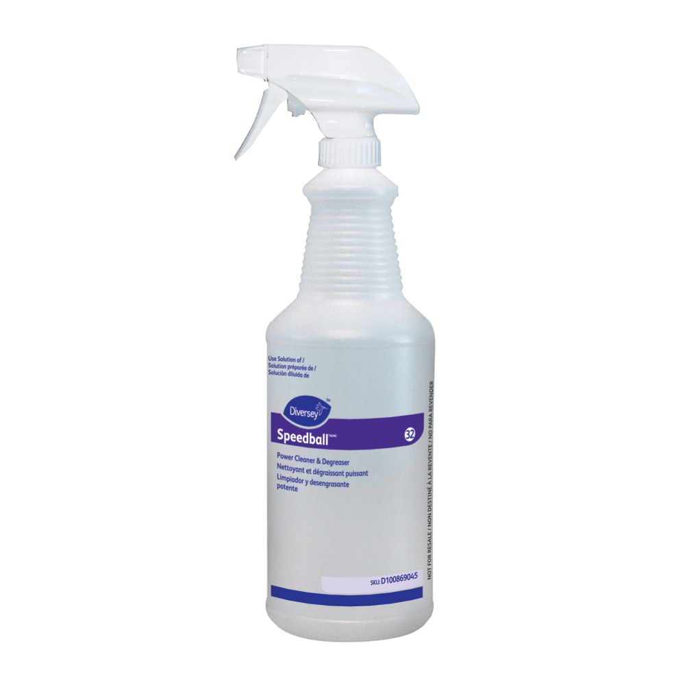 Diversey Screen-Printed Empty Bottles, Speedball Power, 32 Oz, Clear, Pack Of 12 Bottles.