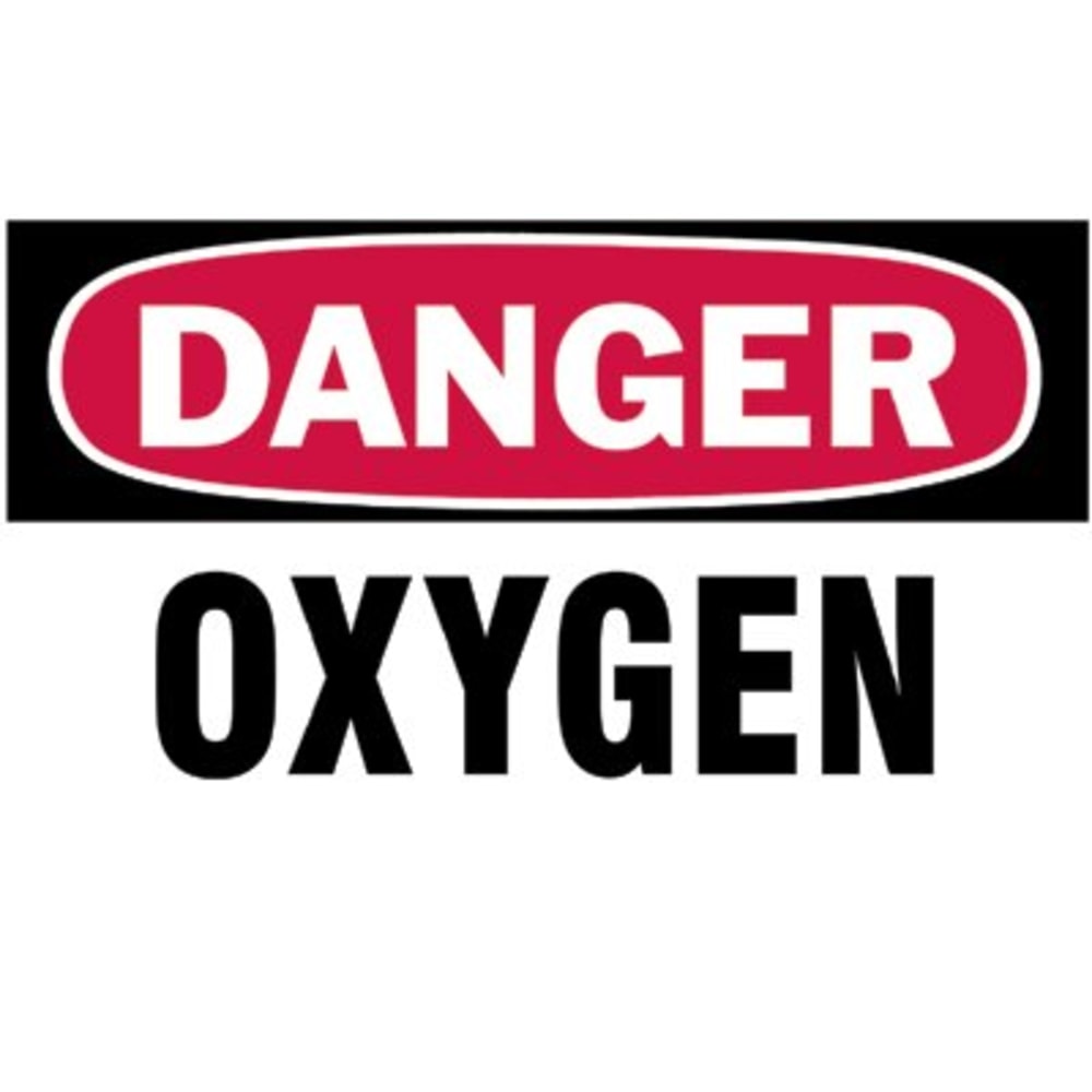 Gas Cylinder Lockout Labels, Danger Oxygen Gas, 5 in W x 3 in H, White/Red