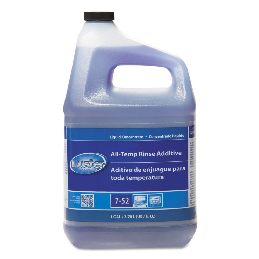 Luster Professional All-Temp Rinse Additive, Liquid, 1 gal, 4/Carton