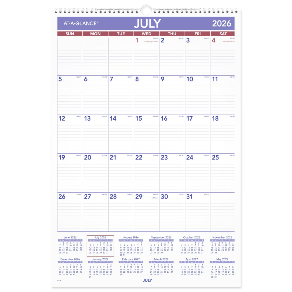 AT-A-GLANCE Academic 2026-2027 Monthly Wall Calendar, Large, 15 1/2in x 22 3/4in