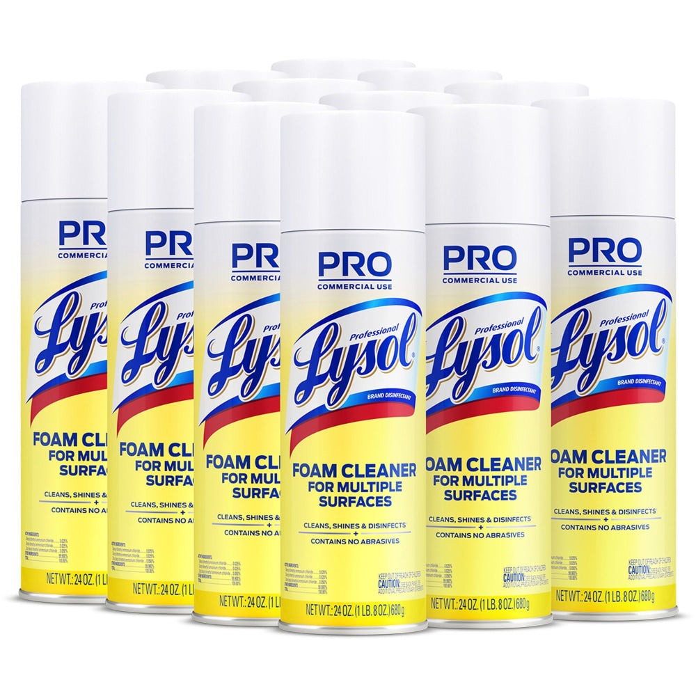 Professional Lysol Disinfectant Foam Cleaner, 24 Oz Bottle, Case Of 12