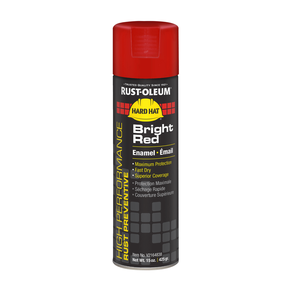 Rust-Oleum Hard Hat High Performance V2100 System Rust Preventive Enamel Spray Paint, 15 Oz, Gloss Bright Red, Case Of 6 Cans