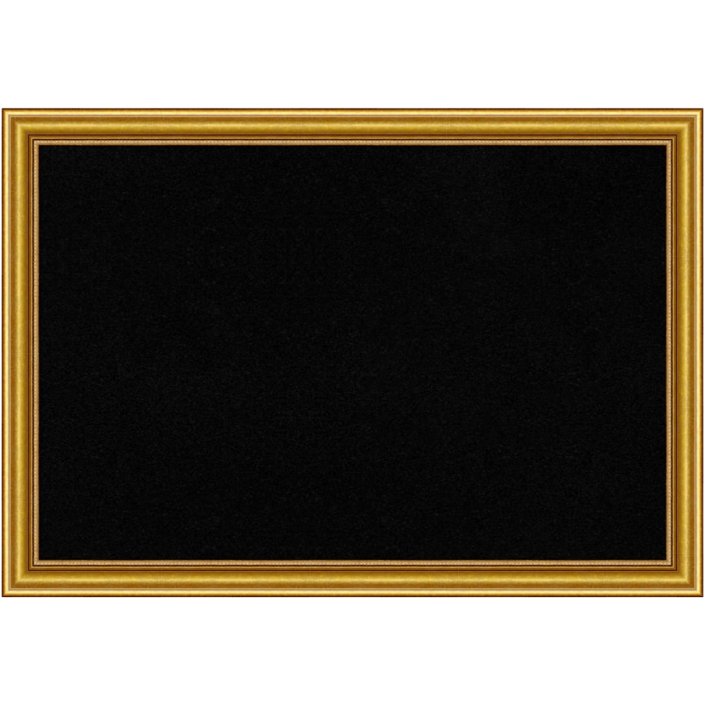 Amanti Art Rectangular Non-Magnetic Cork Bulletin Board, Black, 40in x 28in, Townhouse Gold Wood Frame