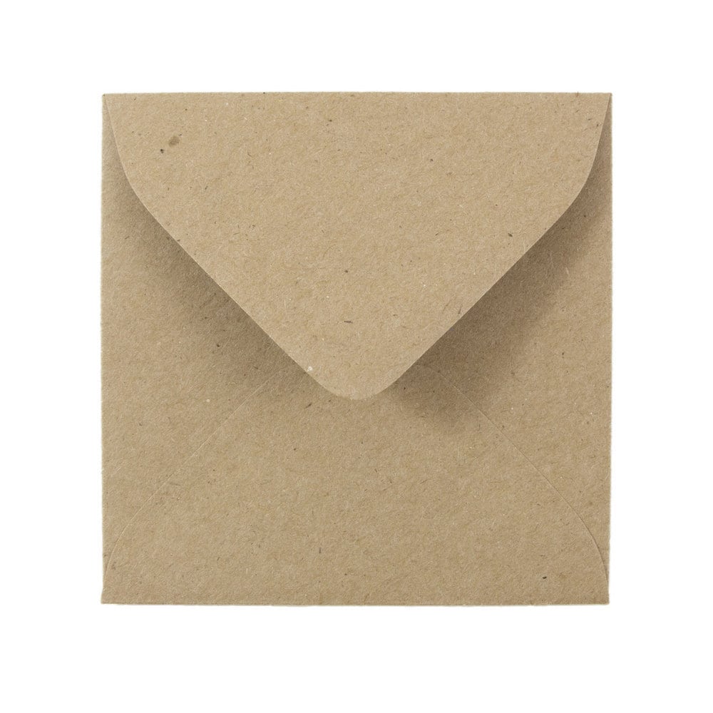 JAM Paper Square Invitation Envelopes, 3 1/8in x 3 1/8in, Gummed Seal, 100% Recycled, Brown Kraft Paper Bag, Pack Of 25