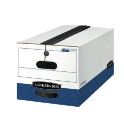 Bankers Box Liberty Plus Heavy-Duty Storage Boxes , Letter Size, 24in x 12in x 10in, White/Blue, Case Of 12 - 1111104