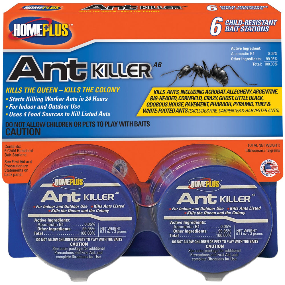 Home Plus Ant Killer Bait Stations With Abamectin B1, 4 Oz, Blue, Pack Of 6 Stations