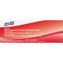 Genuine Joe Food Storage Bags - 1 quart Capacity - 7inx 8inx1.75 mil (44 Micron) Thickness - Clear - Food, Beef, Seafood, Poultry, Vegetables - 50/Box