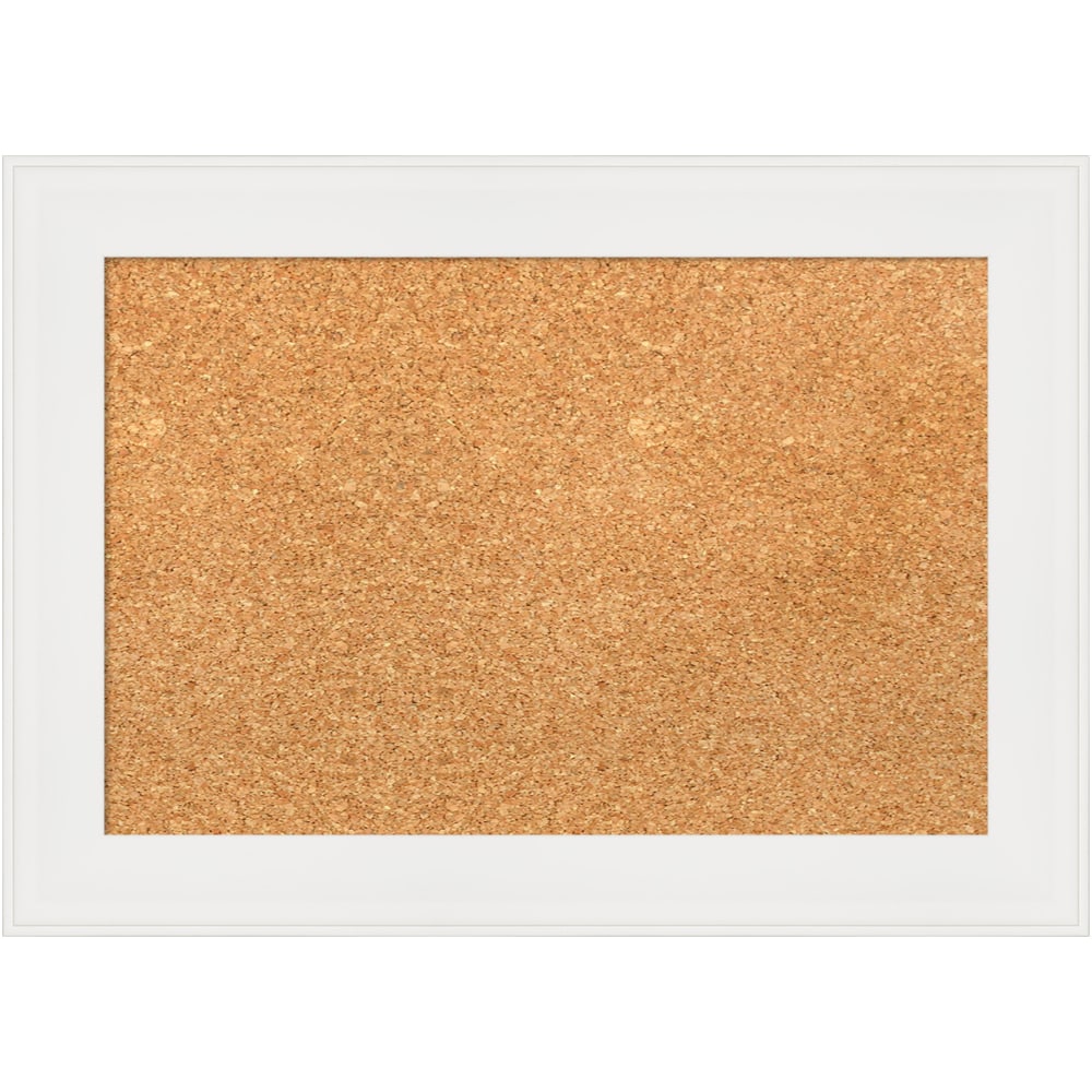 Amanti Art Cork Bulletin Board, 21in x 15in, Natural, Vanity White Polystyrene Frame