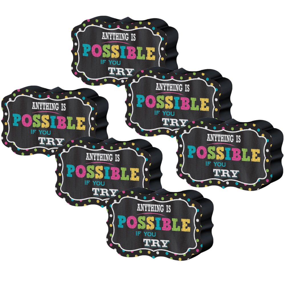 Teacher Created Resources Magnetic Whiteboard Erasers, 2-1/2in x 4in, Multicolor, Pack Of 6 Erasers