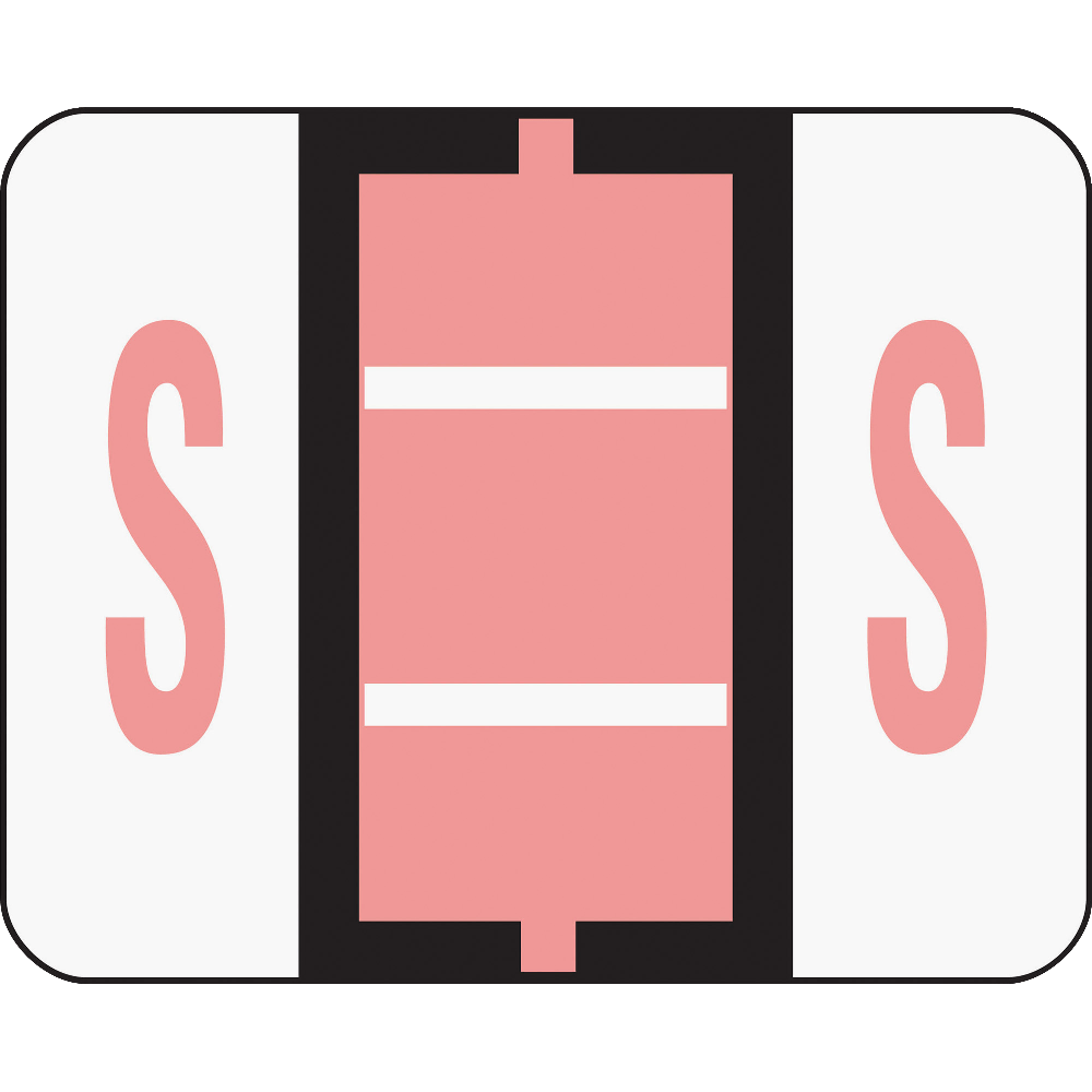 Smead BCCR Bar-Style Permanent Alphabetical Labels, S, Pink, Roll Of 500