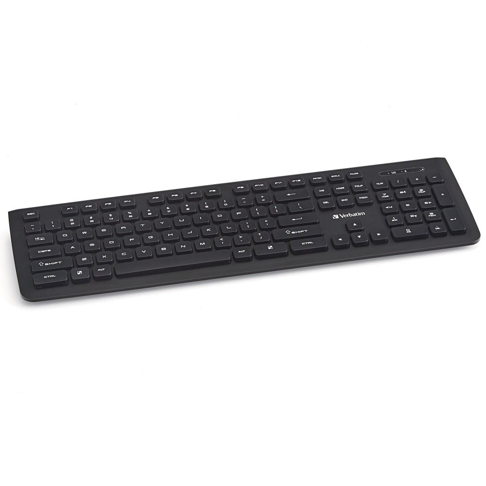 Verbatim Wireless Slim Keyboard - Wireless Connectivity - RF - USB Type A Interface - Computer - PC, Windows, Mac OS, Linux - 99793