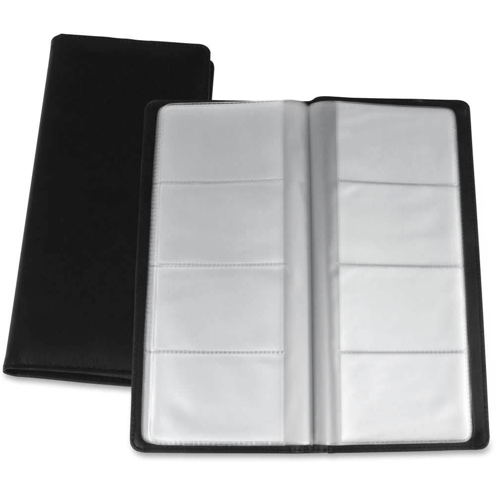 Lorell Business Card Storage Holder, 0.8inH x 4.4inW x 9inD, Vinyl, Plastic, Black, Clear