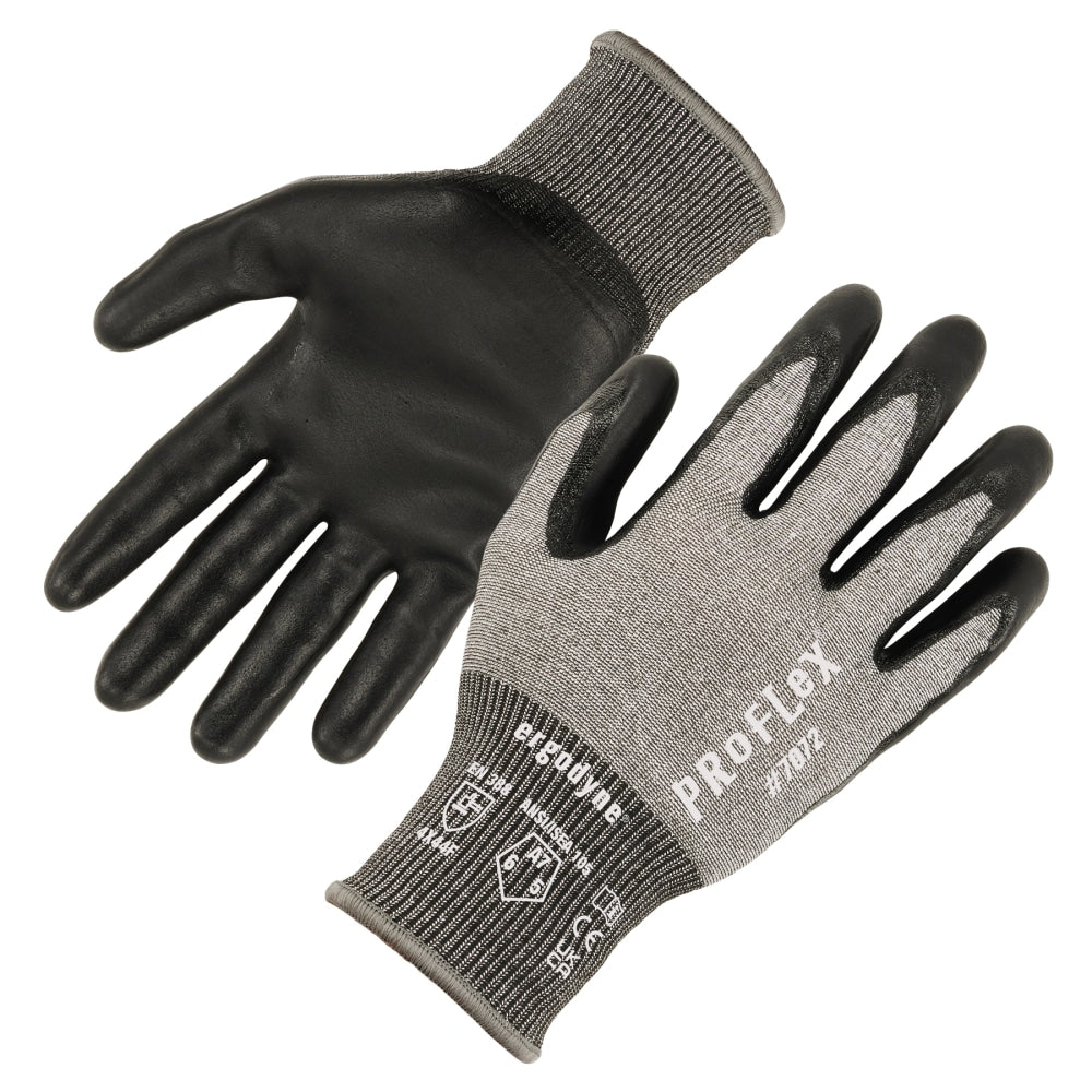 Ergodyne Proflex 7072-12PR Nitrile-Coated Cut-Resistant Gloves, Gray, Small, Set Of 12 Pairs