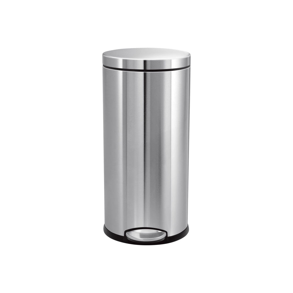 Simplehuman - Trash can - round - flip lid - 7.9 gal - foot pedal - stainless steel - stainless steel