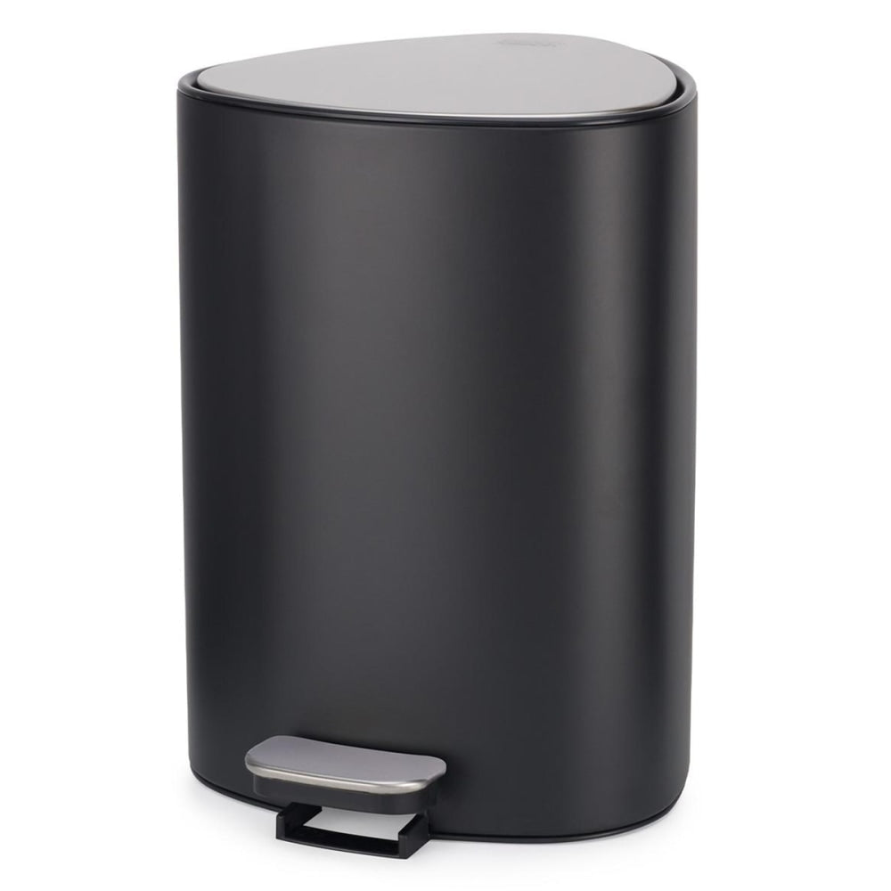 Joseph Joseph Corner 5-Liter Trash Can With Pedal Opening, 12inH x 8-1/2inW x 10inD, Black