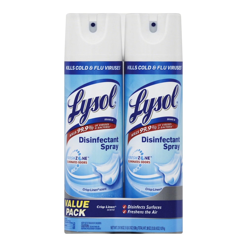 Lysol Disinfectant Spray, Crisp Linen Scent, 19 Oz Bottle, Case Of 2
