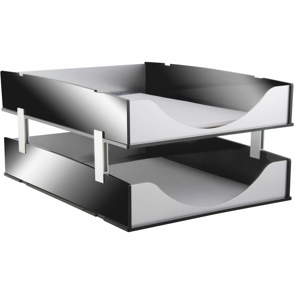 Kantek Stacking Support Set for Letter Trays - Acrylic - Silver - 1 Set