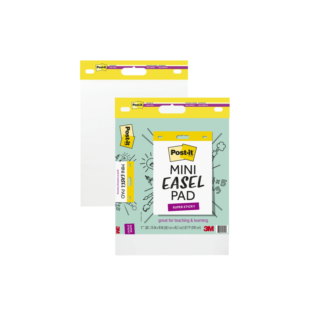 Post-it Super Sticky Mini Easel Pads, 15 x 18 in, 2 Pads, 20 Sheets/Pad, Back to School Supplies for Classrooms, White