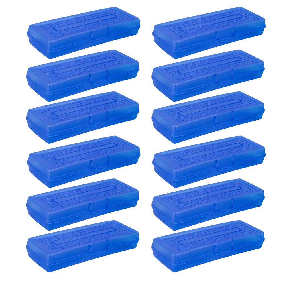 Storex Single Mini Pencil Storage Cases, 1.25inH x 7.63inW x 3inD, Assorted Colors, Pack Of 12 Cases
