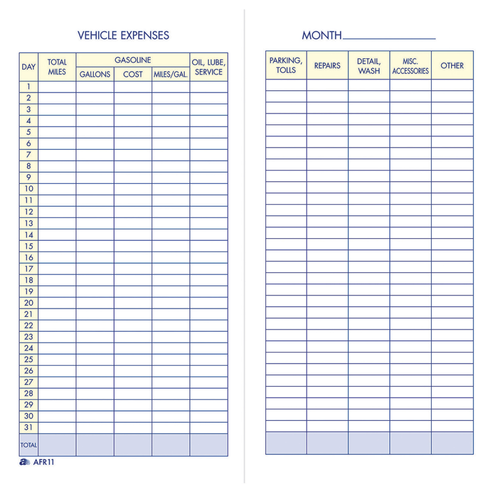 Adams Vehicle Expense Book
