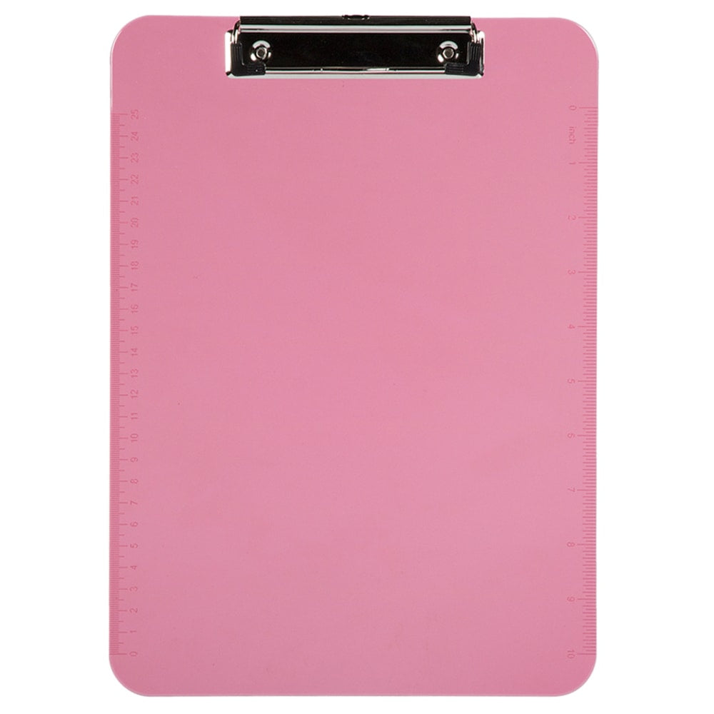 JAM Paper Plastic Clipboards with Low Profile Metal Clip, 9in x 13in, Pink