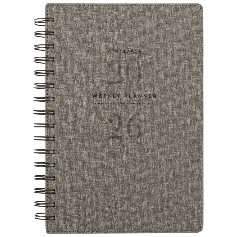 AT-A-GLANCE Signature Collection 2026 Weekly Monthly Planner, Gray, Small, 5 1/2in x 8 1/2in