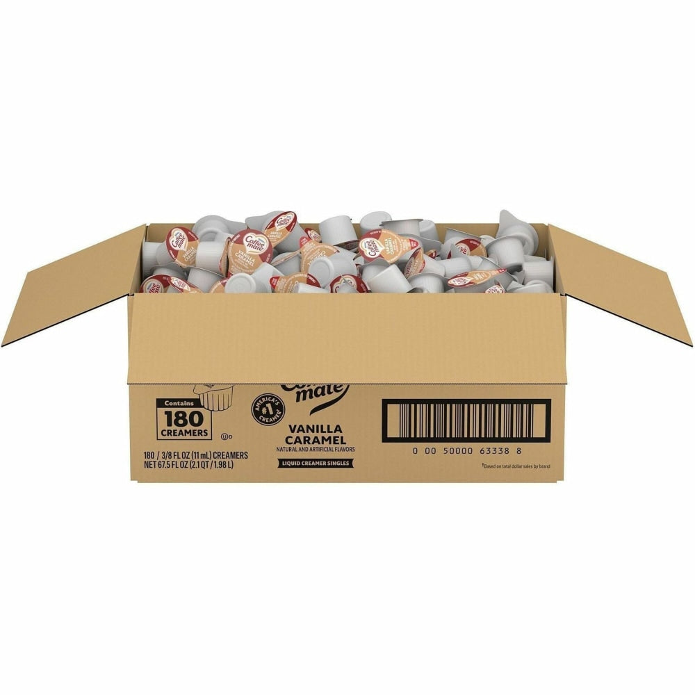Coffee mate Vanilla Caramel Nondairy Liquid Creamer Singles - Vanilla Caramel Flavor - 0.38 fl oz (11 mL) - 180 / Carton
