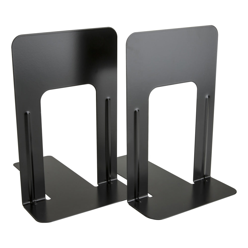 Business Source Heavy-Gauge Steel Book Supports, 8-1/2in x 9in x 6in, Black, Pack of 6 Sets