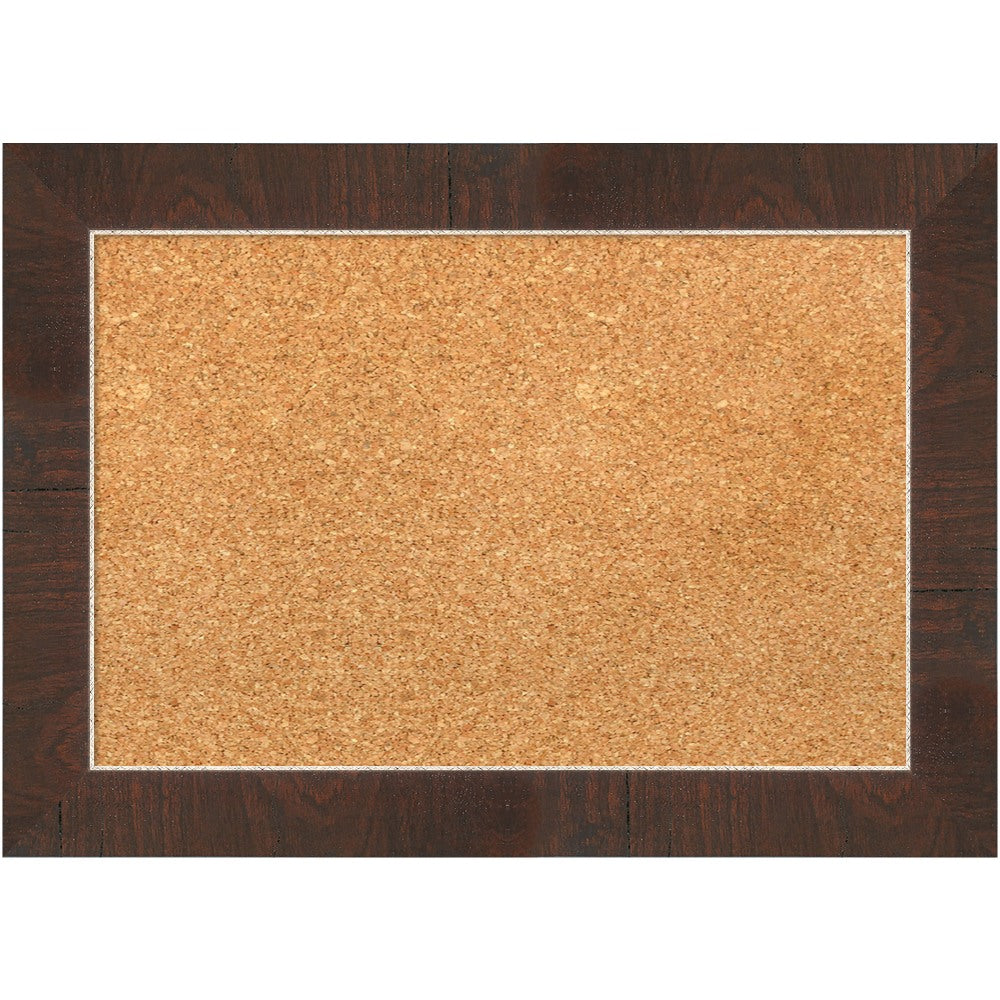 Amanti Art Non-Magnetic Cork Bulletin Board, 21in x 15in, Natural, Wildwood Brown Narrow Wood Frame