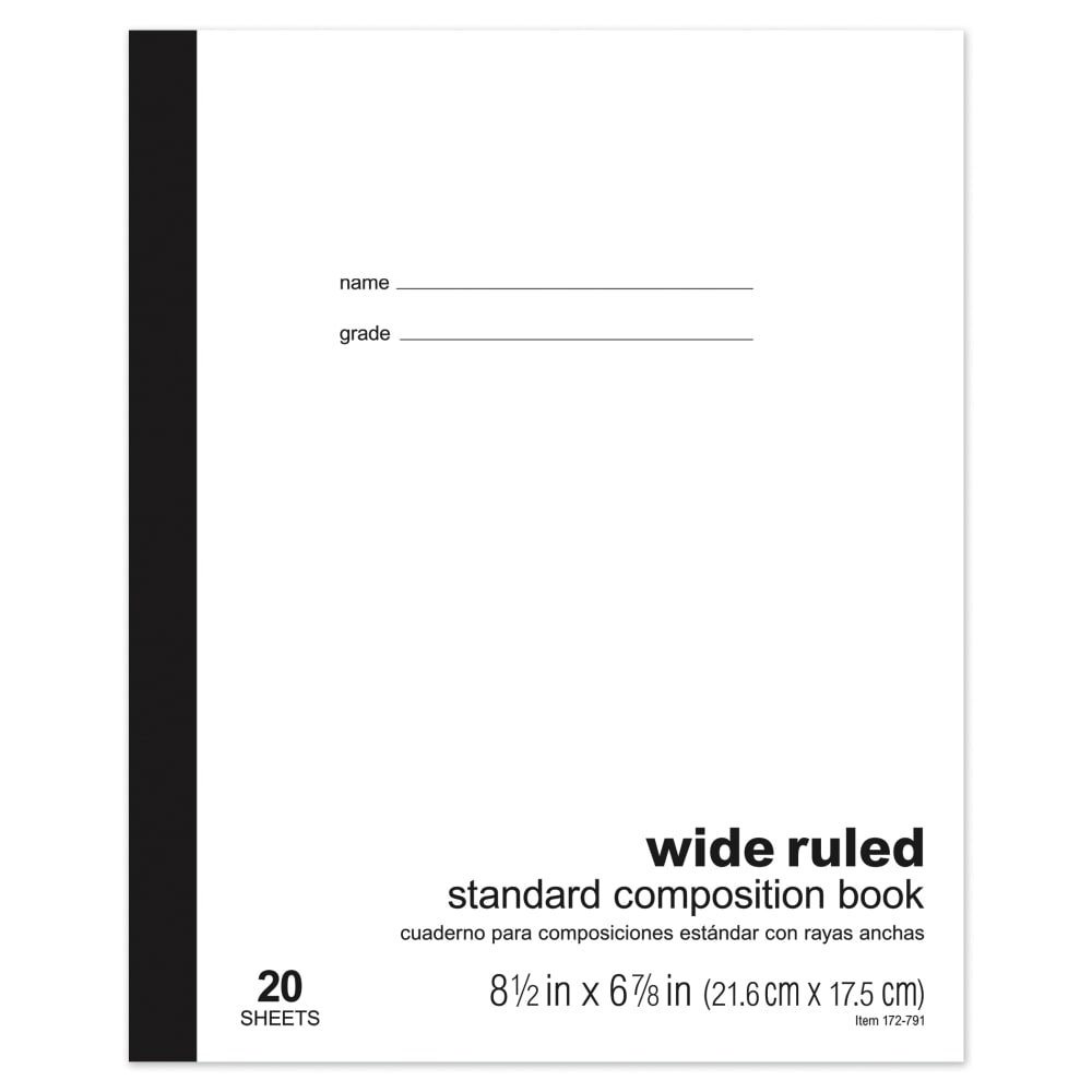 Office Depot Brand Standard Composition Book, 6-7/8in x 8-1/2in, Wide Ruled, 20 Sheets