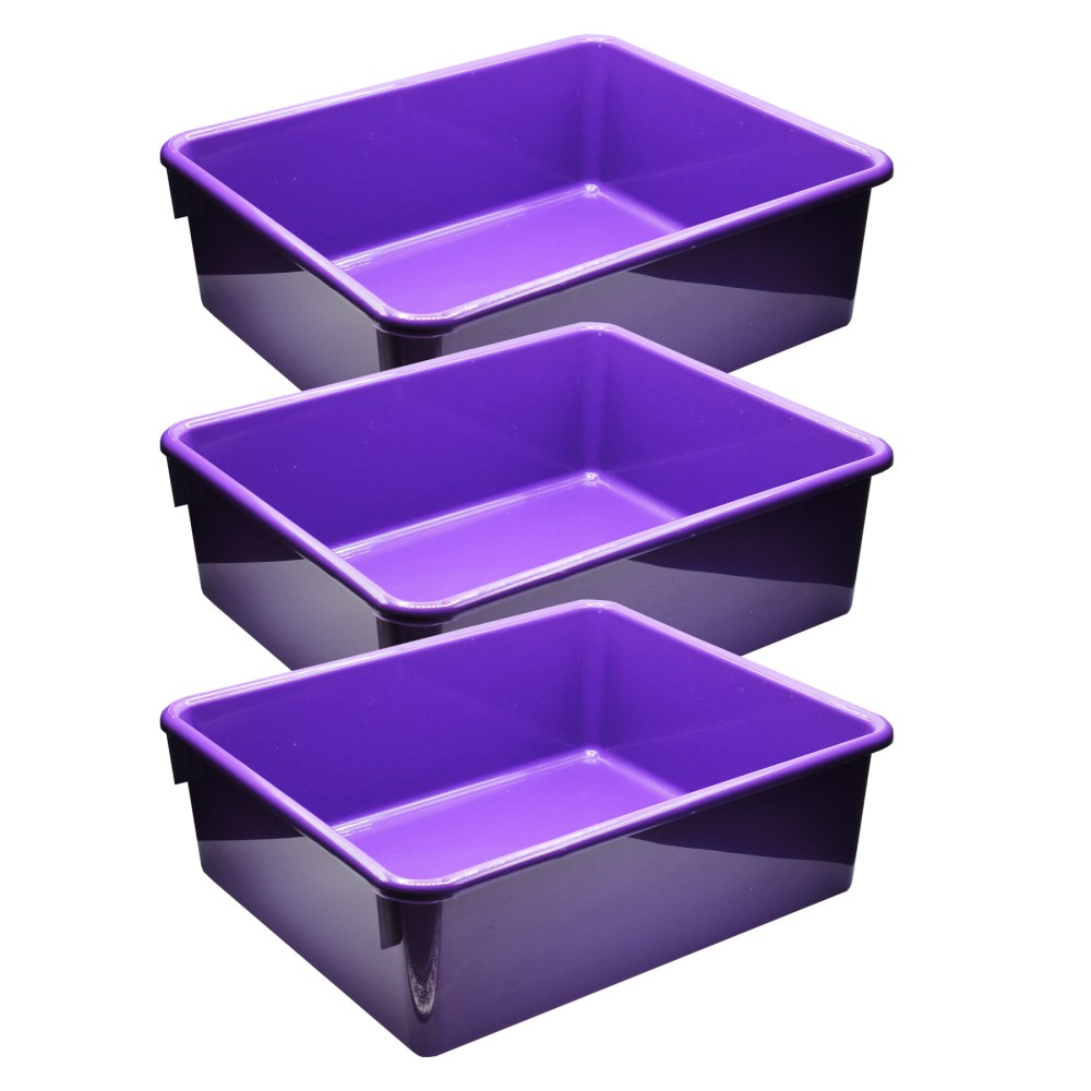Romanoff Products Double Stowaway Trays, 5-1/2inH x 13-1/2inW x 16inD, Purple, Pack Of 3 Trays