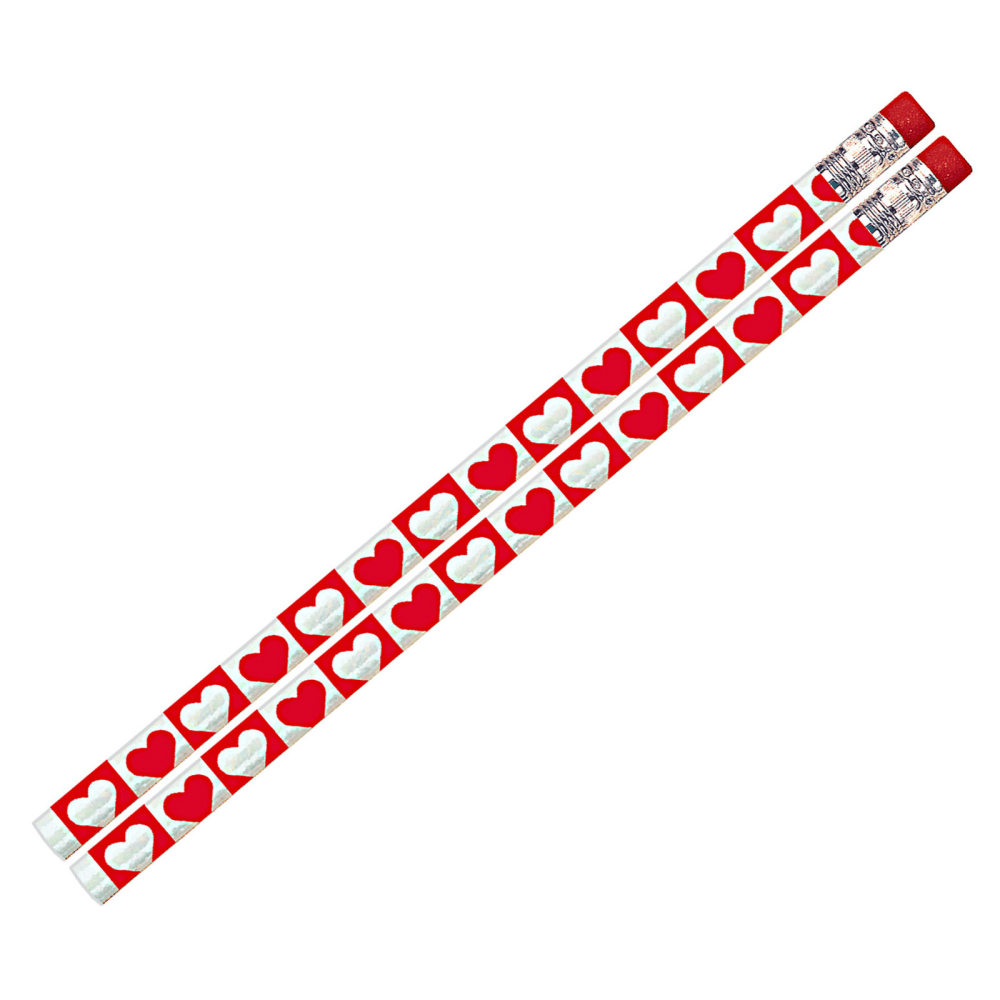 Musgrave Pencil Co. Inc. Motivational Pencils, Hearts "O Glitter, 12 Pencils Per Pack, Set Of 12 Packs