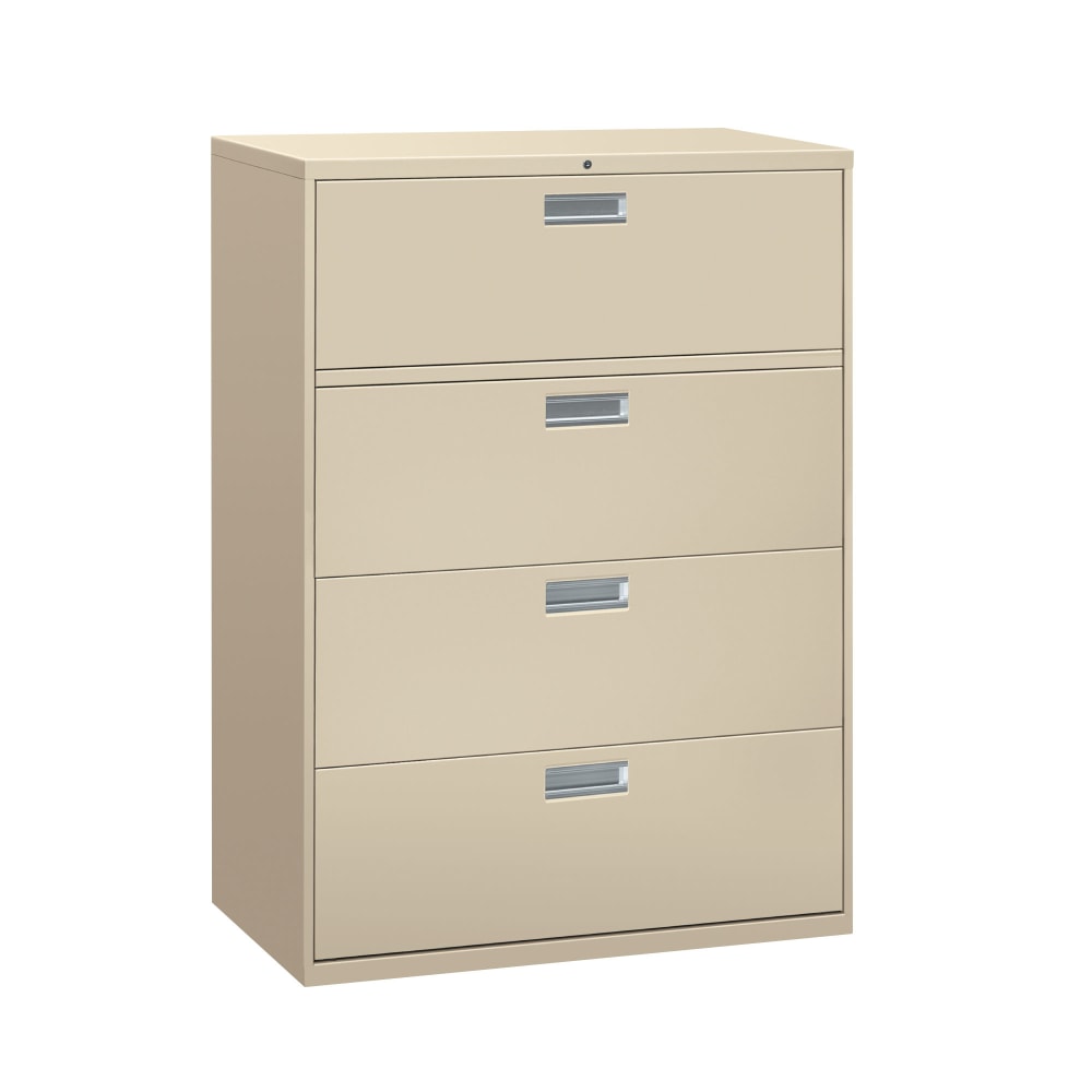 HON Brigade 600 42inW x 18inD Lateral 4-Drawer File Cabinet, Putty