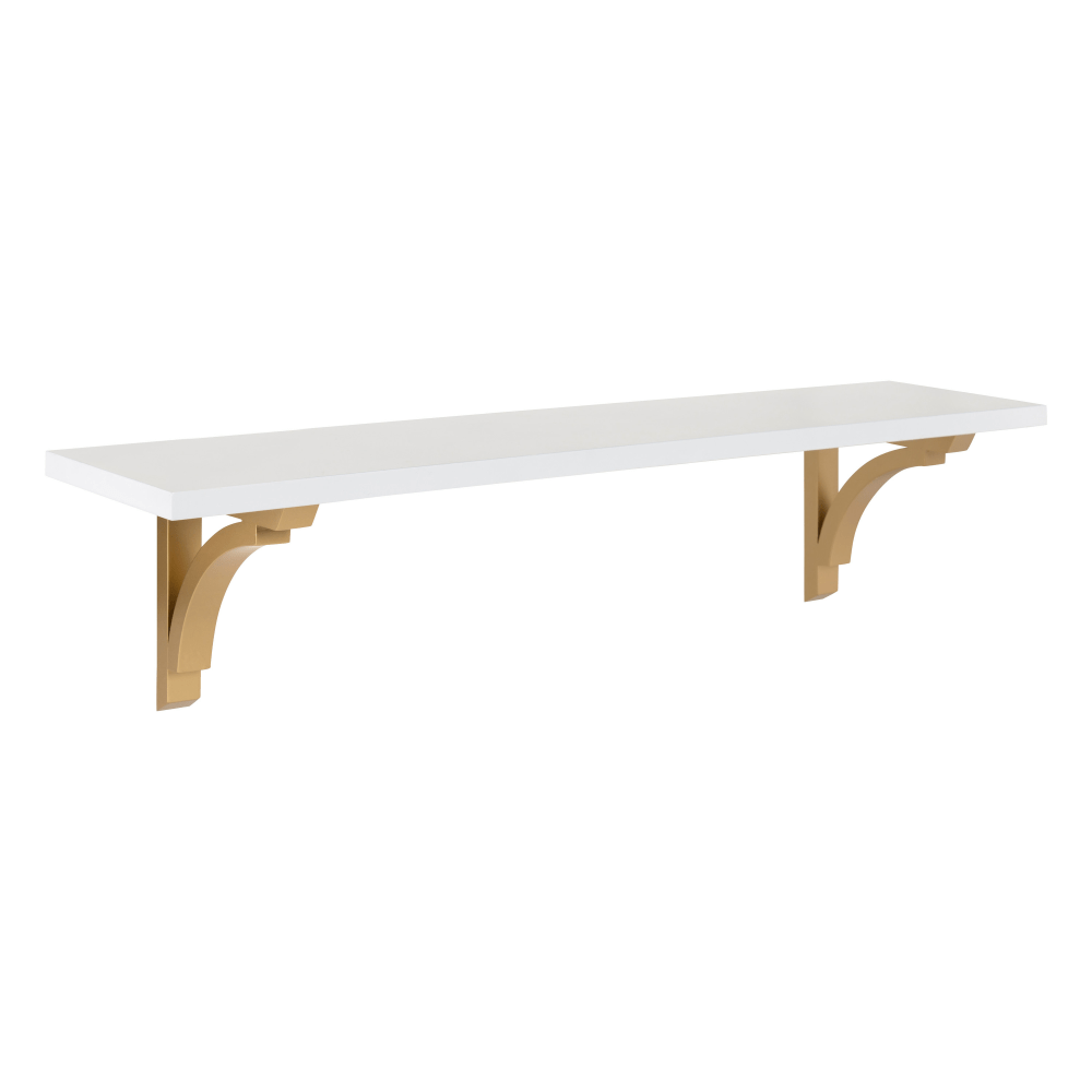 Kate And Laurel Corblynd Wall Shelf, 8-9/16inH x 36inW x 8inD, White/Gold