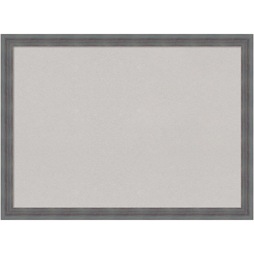 Amanti Art Rectangular Non-Magnetic Cork Bulletin Board, Gray, 30in x 22in, Dixie Blue Gray Rustic Wood Frame