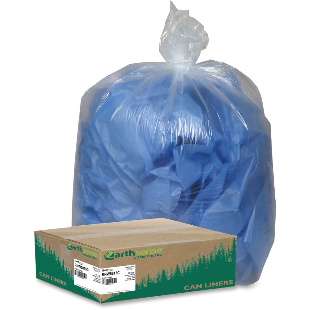 Berry Coreless Heavy-duty Can Liners, Extra Large Size, 60 gal Capacity, 38inx 58inx1.50 mil (38 Micron) Thickness, 100 Count - RNW5815C