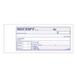 Adams Money/Rent Receipt Books, 7 3/16in x 2 3/4in, 3-Part, Carbonless, 50 Set Book