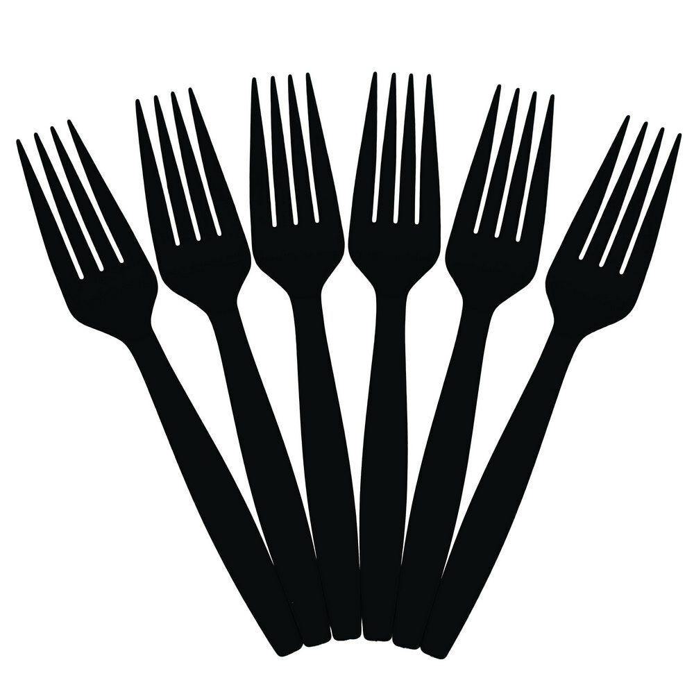 JAM PAPER Big Party Pack of Premium Plastic Forks, Black, 100 Disposable Forks/Box