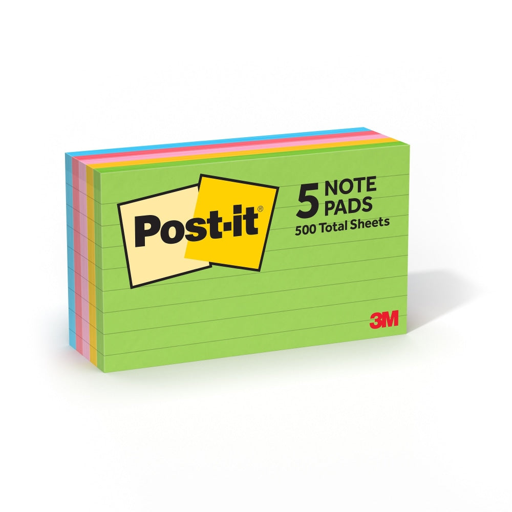 Post-it Notes, 3 x 5 in, 5 Lined Sticky Note Pads, 100 Sheets/Pad, School Supplies and Office Products, Floral Fantasy