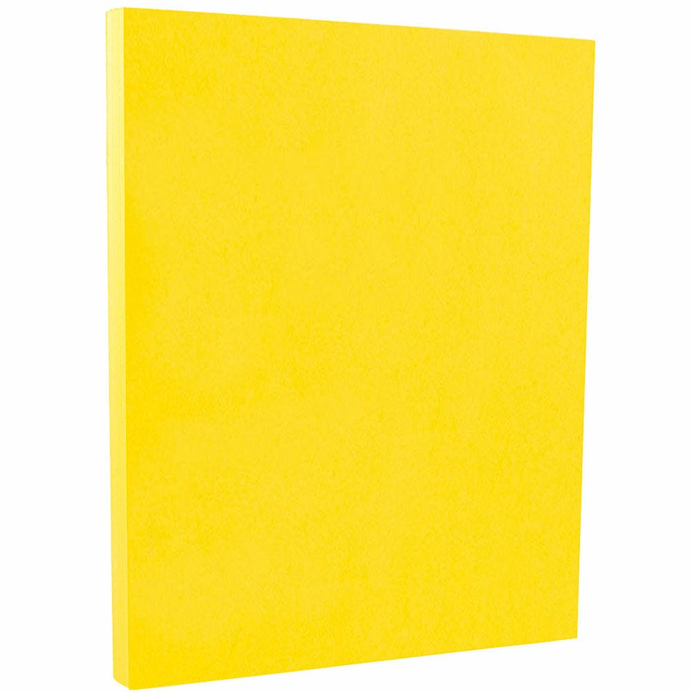 JAM Paper Card Stock, Yellow, Letter (8.5in x 11in), 65 Lb, Pack Of 100